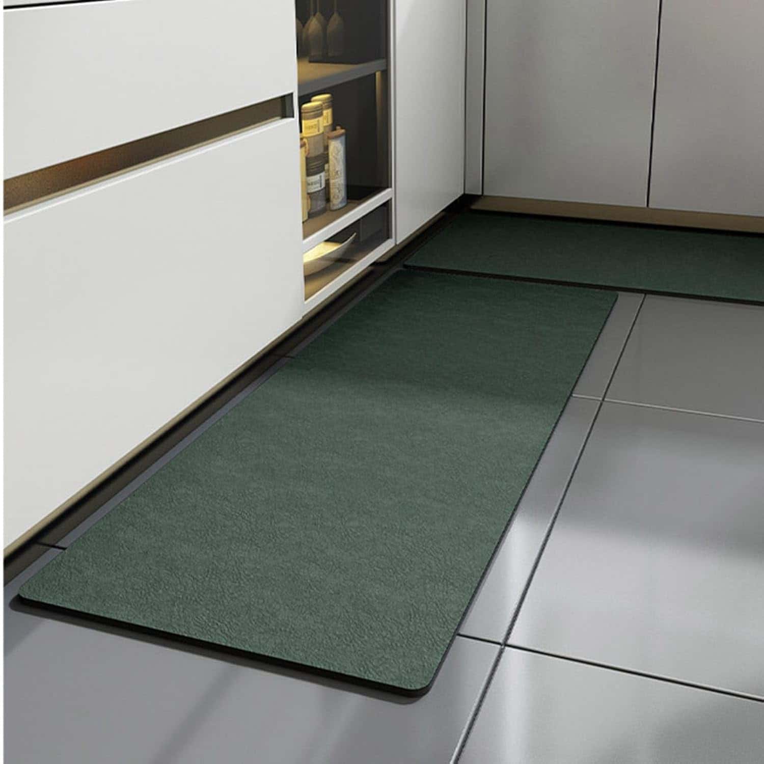 玄関マット キッチンマット 洗える 滑り止め 吸水 速乾 耐摩耗性 長方形 45x70cm 45x120cm 45x150cm 45x180cm グリーン グレイ ブルー ミント カーキー