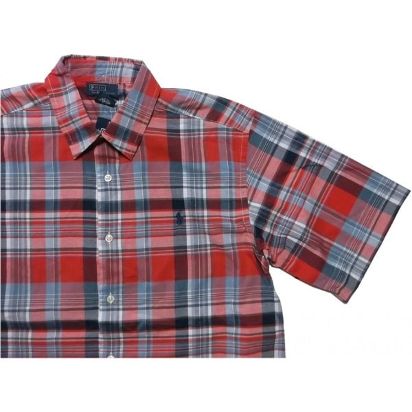 ボーイズサイズ 半袖 マドラスチェックシャツ レッド boys PR2-042