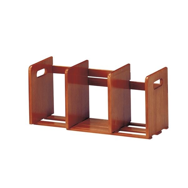 スライド式 ブックスタンド/ブックエンド ブラウン 幅335620mm 木製 リビング ダイニング ベッドルーム 書斎 完成品