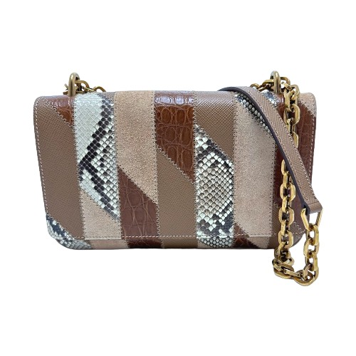 ショルダーバッグ 1BD009 ロゴ チェーン カバン スエード ブラウン