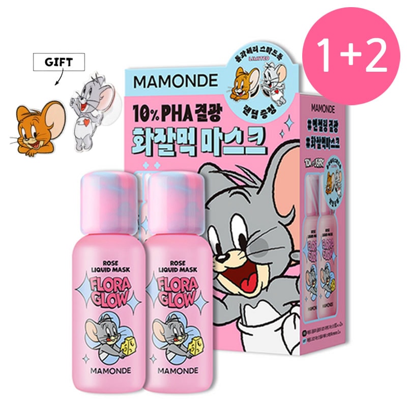 [1+2] フローラ グロー ローズ リキッド マスク 80ml+80ml トムとジェリー エディション+スマートトーク ランダム贈呈