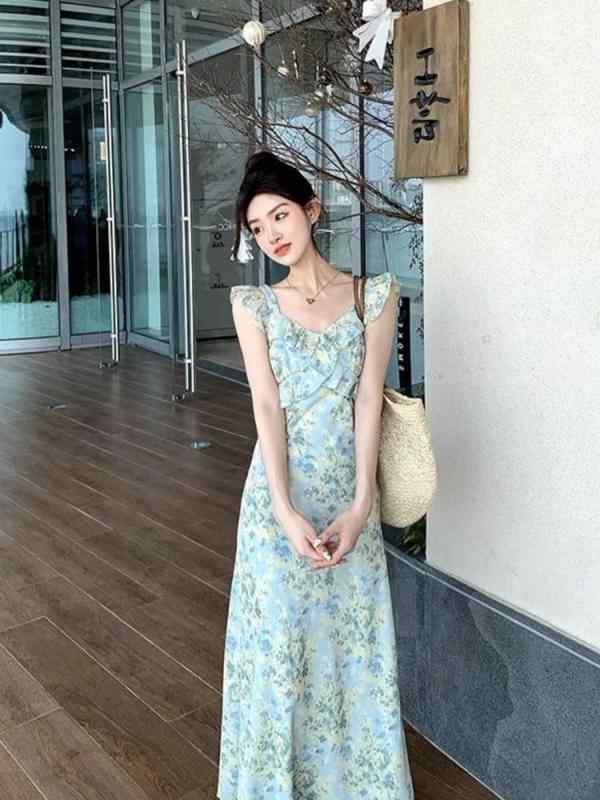 レディース ファッション オシャレ カワイイ 女性用 シンプル 人カワイイ きいサイズ 婦人 フレンチ エレガント マンボ グリーン リヨセル テンセル ホリデー フリル Vネック ワンピース ドレス