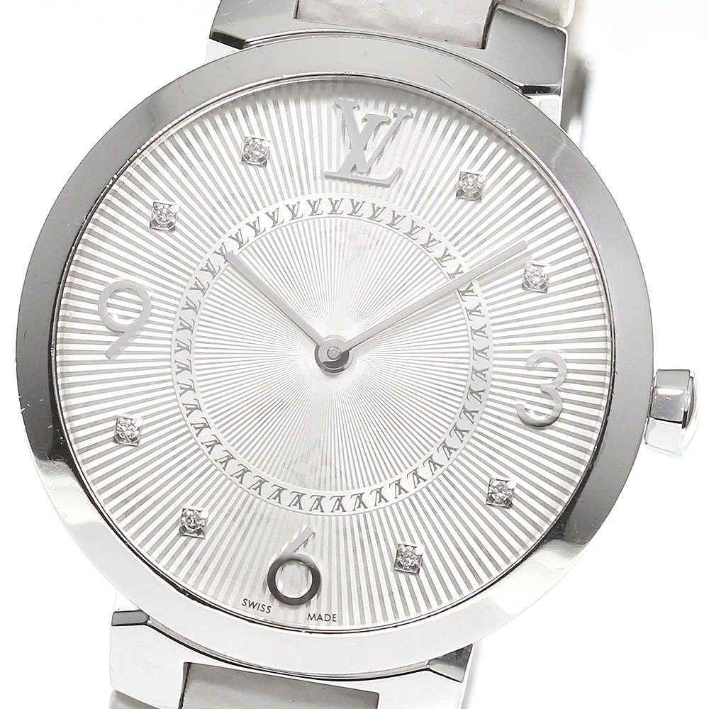 ルイ・ヴィトン LOUIS VUITTON Q13MJ タンブールスリムMM 8Pダイヤ クォーツ レディース 箱・保証書付き_766261【中古】