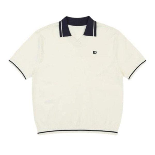 半袖Tシャツ VQA W233001TPS81-OWH 男性 Vネック ニット 半袖 ポロ