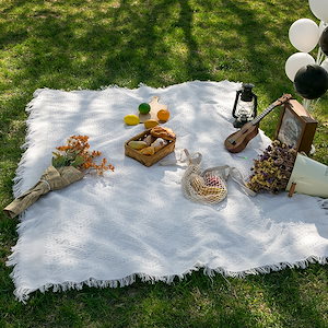 Ins風ビーチマット厚い白い屋外キャンプ場マットピクニックマットピクニック布用品道具テーブルクロス