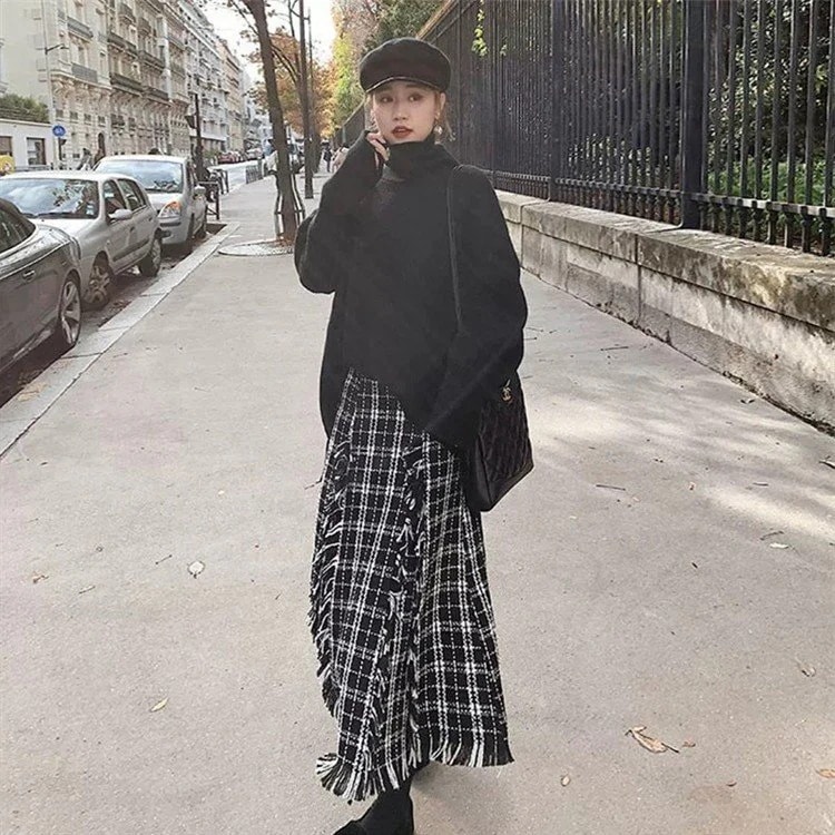 セットアップ レディース 春秋 韓国風 きれいめ 上下セット チェックスカート ニット ショートトッ