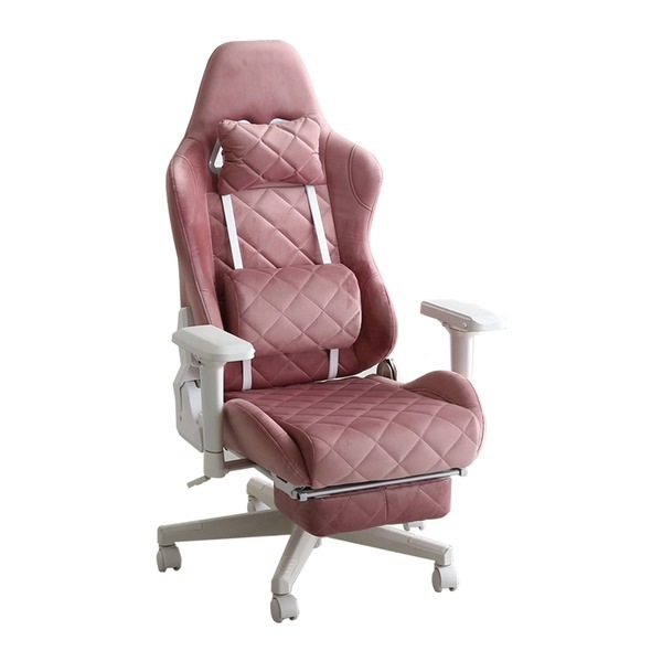 大人かわいいゲーミングチェア オットマン付き ピンク 組立品