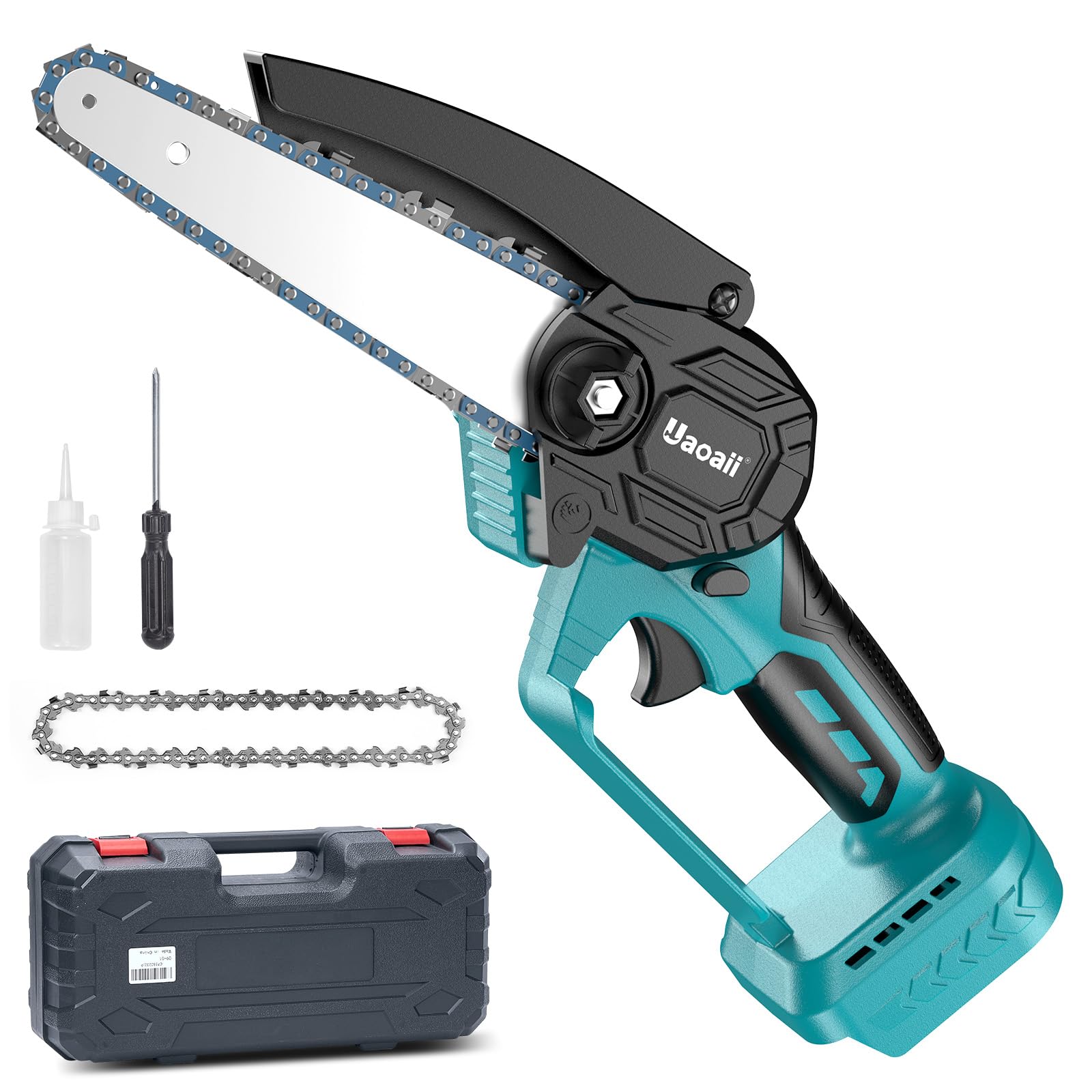 【2024年新登場】Uaoaii 電動 チェーンソー 充電式 ハンディチェーンソー【本体のみ・バッテリーと充電器は付属しない】ミニ ちえんそー 6インチ コードレス 18vバッテリー対応 軽量 小型