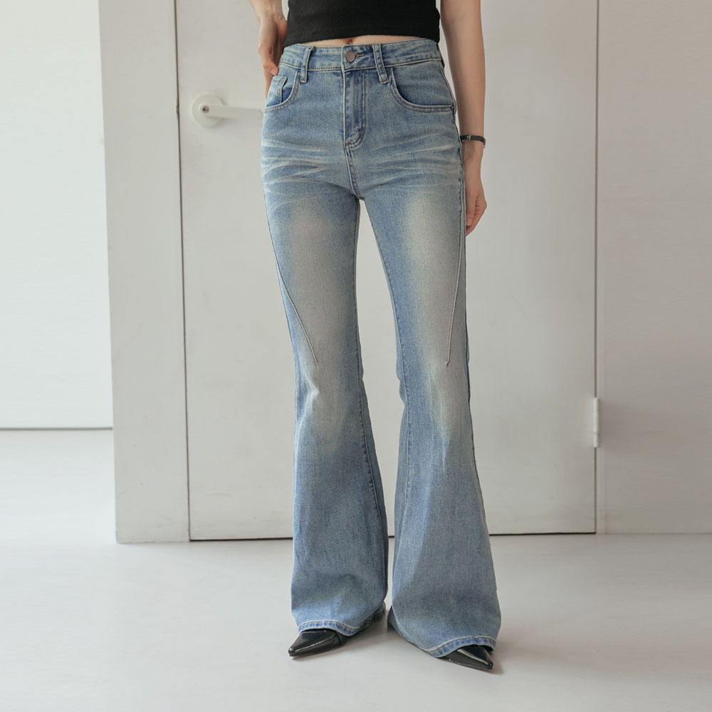 ボネス切開ウォッシングスパンブーツカットデニムパンツ