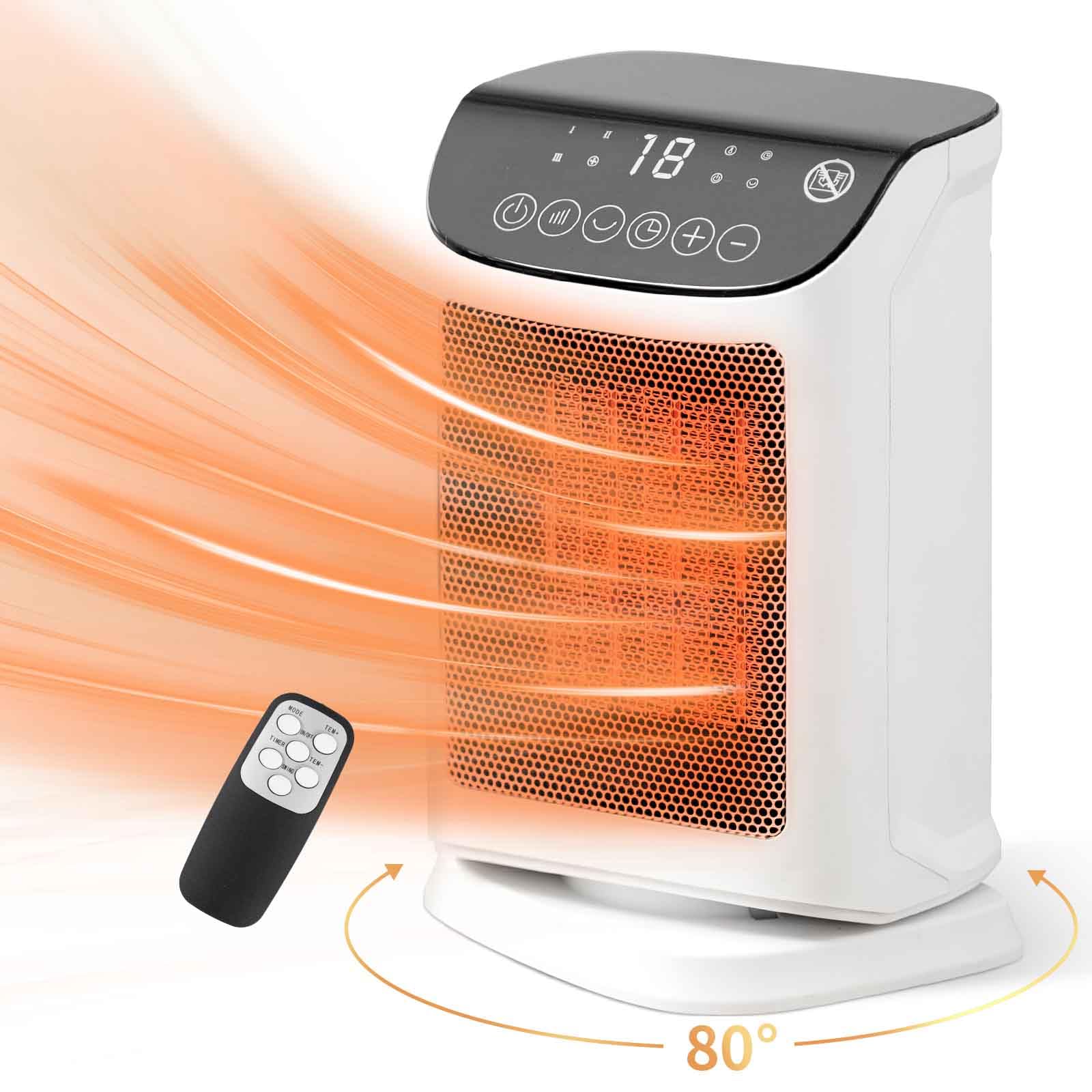 セラミックヒーター 小型 省エネ 電気ストーブ 速暖 足元 セラミックファンヒーター リモコン付き 電気ヒーター 暖房器具 左右自動首振り 4段階モード 温風 送風 温度調整可能 68106