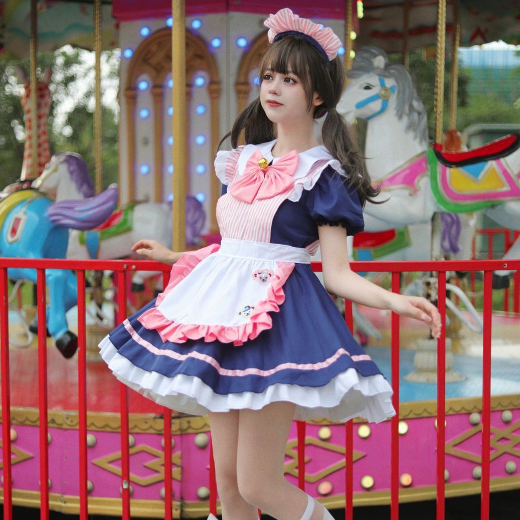 カフェメイド服コスプレお姫様スカート小洋装女装コスプレパーティー制服大サイズ