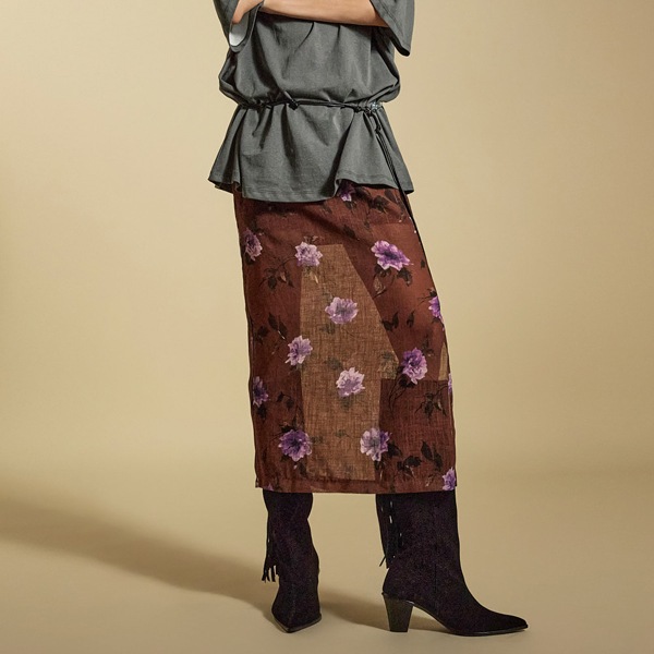 SK3023 フラワー シースルー スカート
