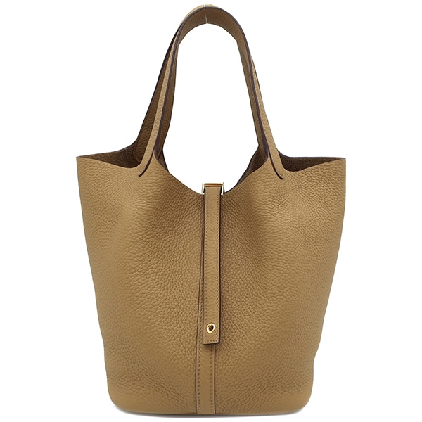 エルメス HERMES ハンドバッグ ピコタンロックMM トリヨンクレマンス ビスキュイ ゴールド金具 新品 未使用 茶 W刻印（2024年製） 【箱】【中古】