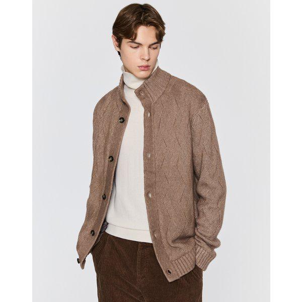 [25FW] セピアキルティング裏地モックネックニットカーディガン DMSW5D060S2