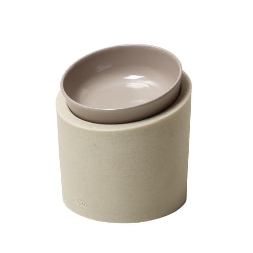 ideaco (イデアコ) ペットボウル 餌 入れ スタンド 傾斜 付き 犬 猫 食器 140ml Pet Feeder Food / High stone sand white ( ペットフィーダー 6,250円