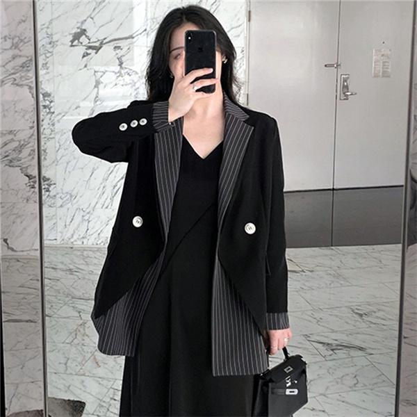 テーラードジャケット レディース 秋 切替 上品 通勤 ストライプ 長袖 コート アウター 無地 デート オシャレ カジュアル 着回し 着痩せ