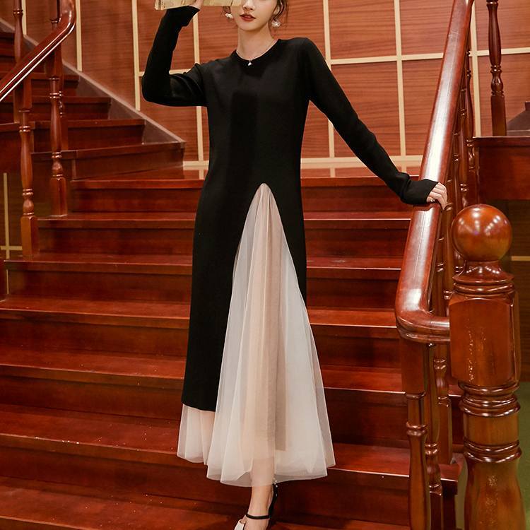 トップス スカート セットアップ ロングスカート フレアスカート チュールスカート ミモレ ミモレ丈 ロング ロング丈 袖あり 長袖 クルーネック フレア スリム タイト 細身 アシンメトリー