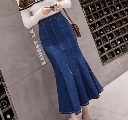 レディース スカート ボトムス ミモレ ロング マーメイド プリーツ フリル スリット デニム ブルーデニム カラーデニム 大人可愛い きれいめ シンプル カジュアル おしゃれ かっこいい クー