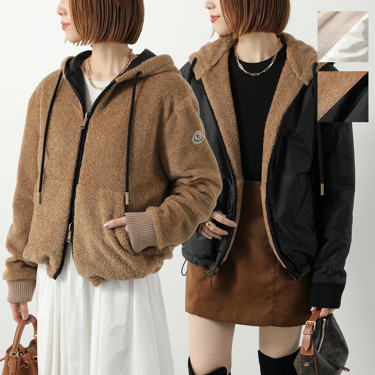 MONCLER モンクレール 中綿ブルゾン 8G00016 89AOF レディース パーカー リバーシブル 撥水 ナイロン テディ アイコンパッチ カラー2色 8G0001689AOF036