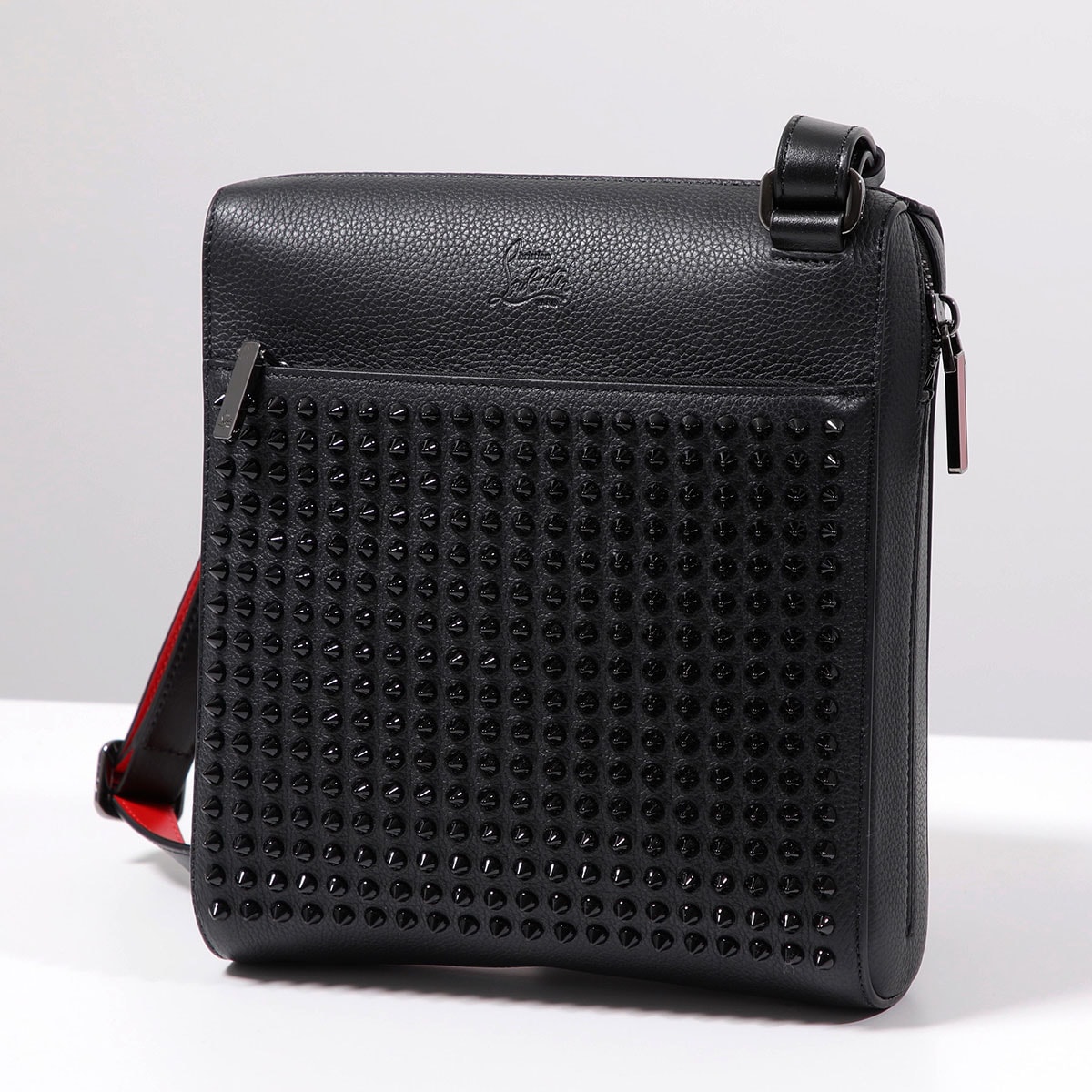 Christian Louboutin クリスチャンルブタン ショルダーバッグ BENECH MEDIUM REPORTER 3195034 メンズ レザー クロス 鞄 B049/BLACK-BLAC