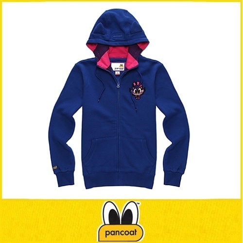 正規品 POPCHESHIRE 4D HOODIZIPUP (A-5 HI) (TRUE BLUE) パーカー パンコート キャラクター LONG T 長袖 耳付きパーカー アニマル ブルー アウタ