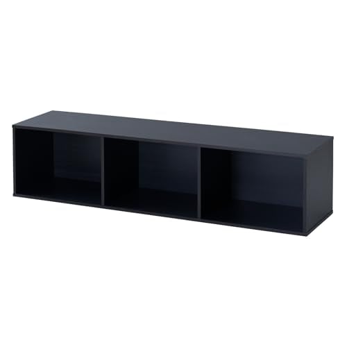 山善(YAMAZEN) ラック カラーボックス 横置き3段 収納ボックスがぴったり入る 積み重ね可能 幅122.5×奥行29×高さ30cm 壁面 収納 組立品 ダークブラウン CSWR-3012(DB