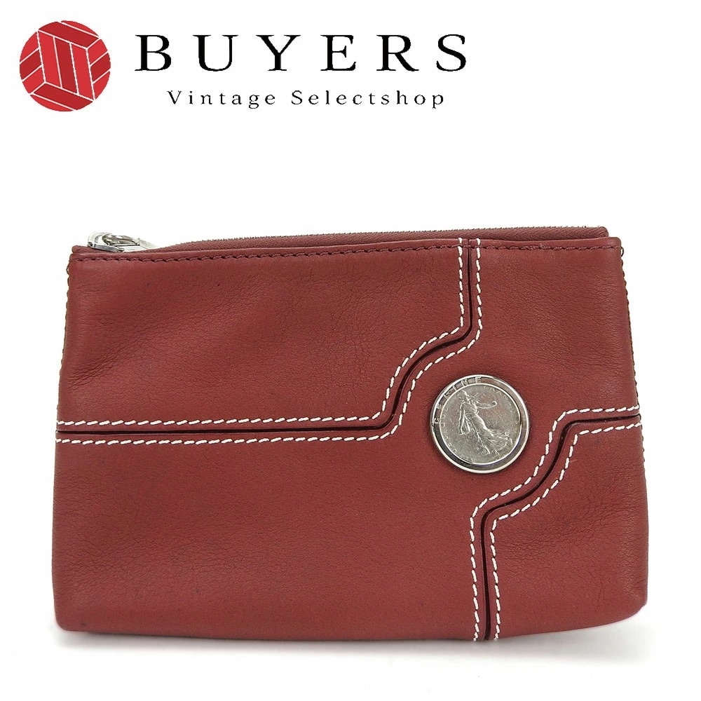 中古 セリーヌ ポーチ コインモチーフ レザー ボルドー 化粧ポーチ アクセサリーポーチ 小物 レディース 女性 CELINE Pouch leather