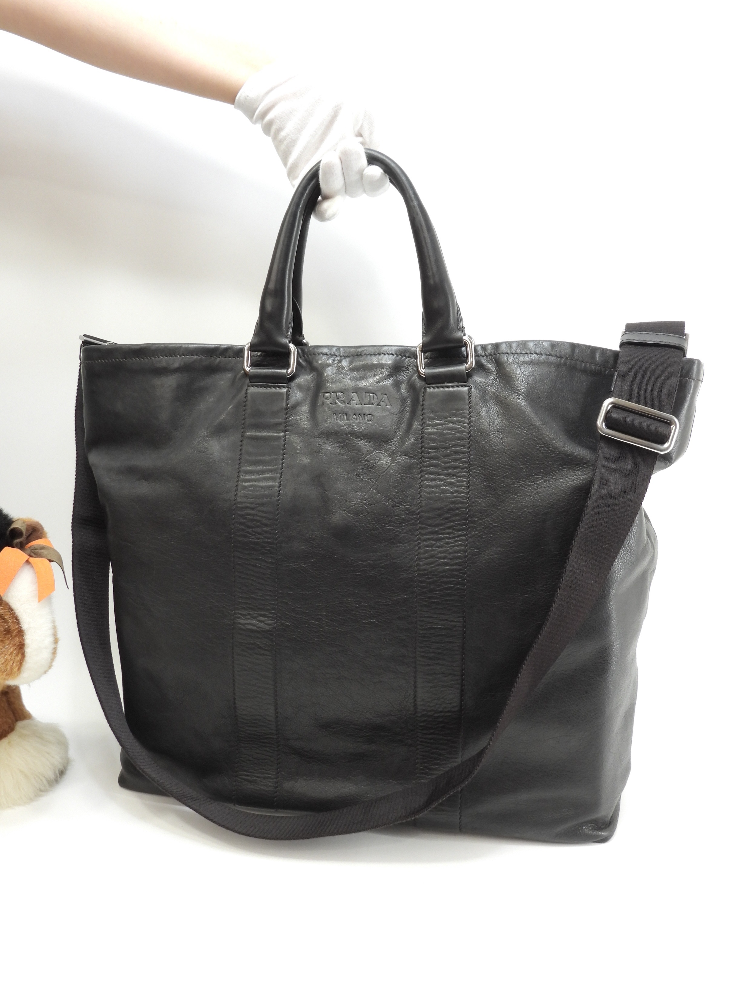 ショルダーストラップ付ハンドバッグ レザー 黒 メンズトートバッグ@180 2 53,880円