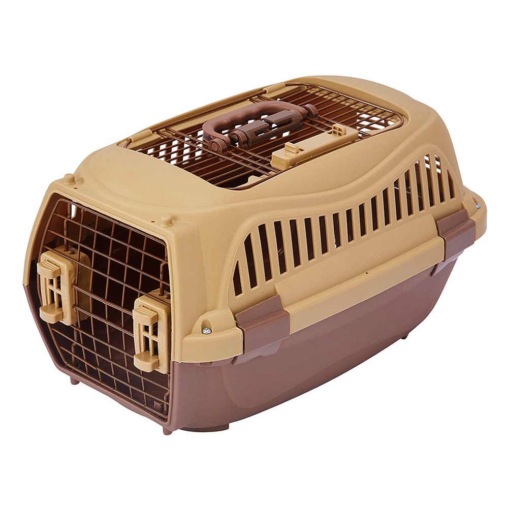 アウトレット品　犬猫用キャリー　ハウスにしやすい２ドアスマイルキャリープラス　Ｓ　モカブラウン　訳あり　ＣＲＣ40―67―15―10―00