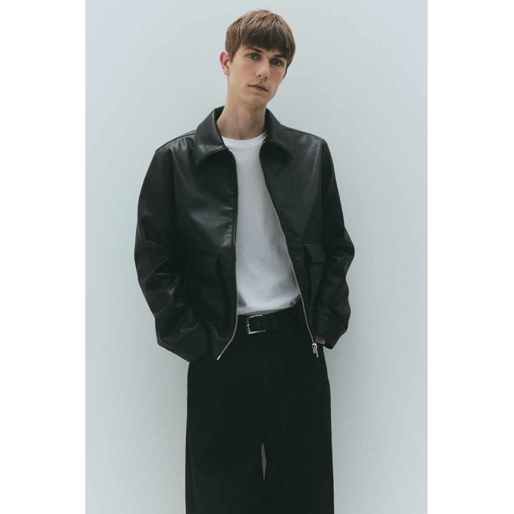 H&M コーティングジャケットレギュラーフィットブラック