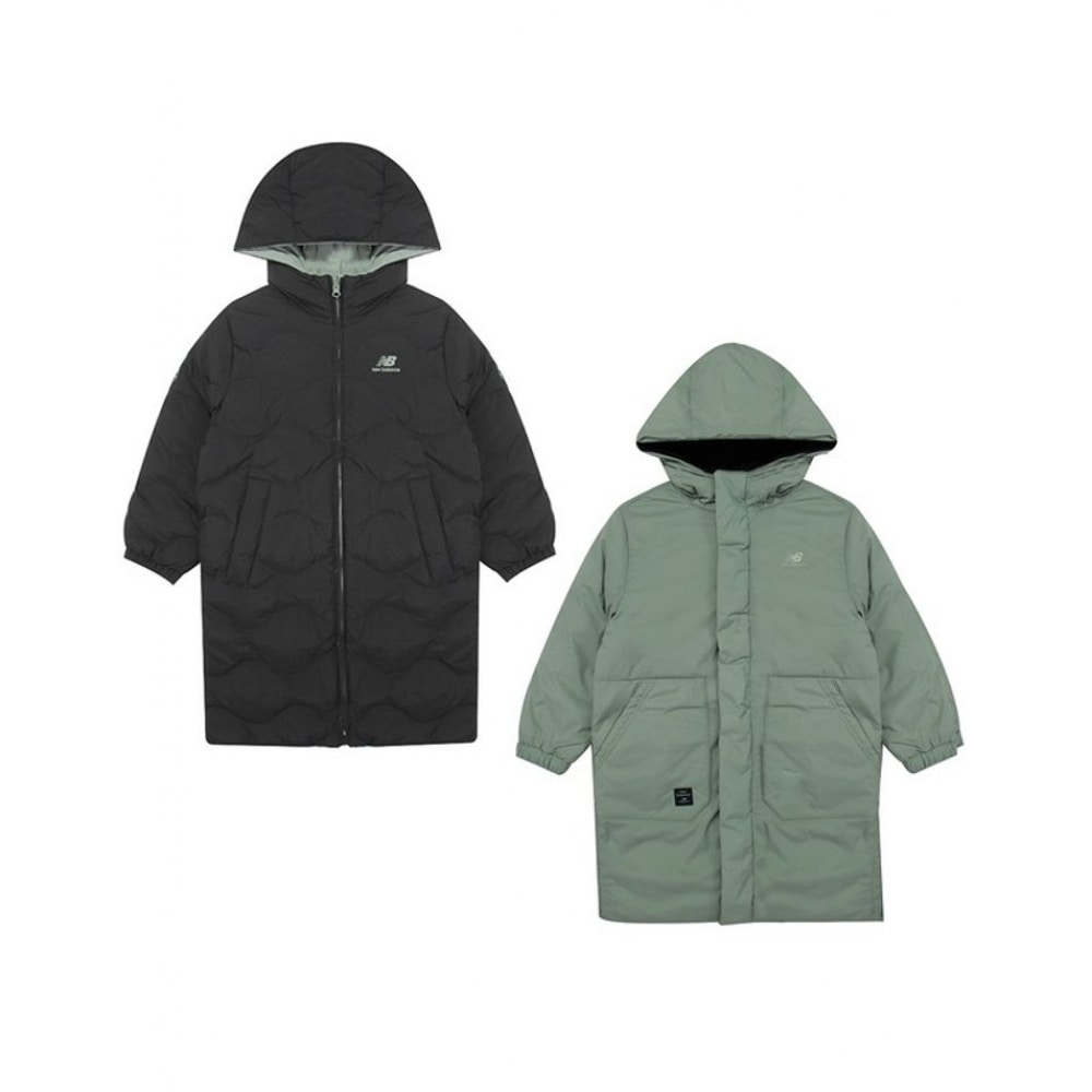 ニューバランス ジュニア キッズ 軽量 ロング パディング ジャケット ブラック カーキ NK9QD4104U-19
