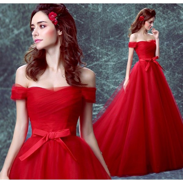 カラードレス 赤 安い 演奏会 結婚式 フォーマルドレス 二次会 花嫁 ロング パーティードレス 発表会 カクテルドレス 披露宴 イブニングドレス サッシュリボン