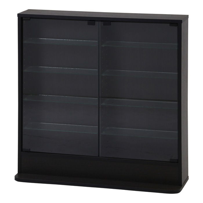 ガラスコレクションケース ロータイプ 浅型 BK fj-96070 ブラック