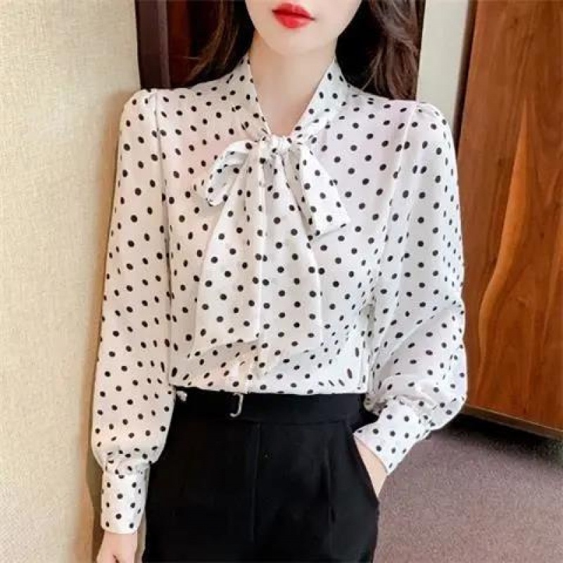 【1つ買うと10つ無料】リバーシャツの女性春2025年春スタイルシフォンボウシャツ長いシフォンシャツ