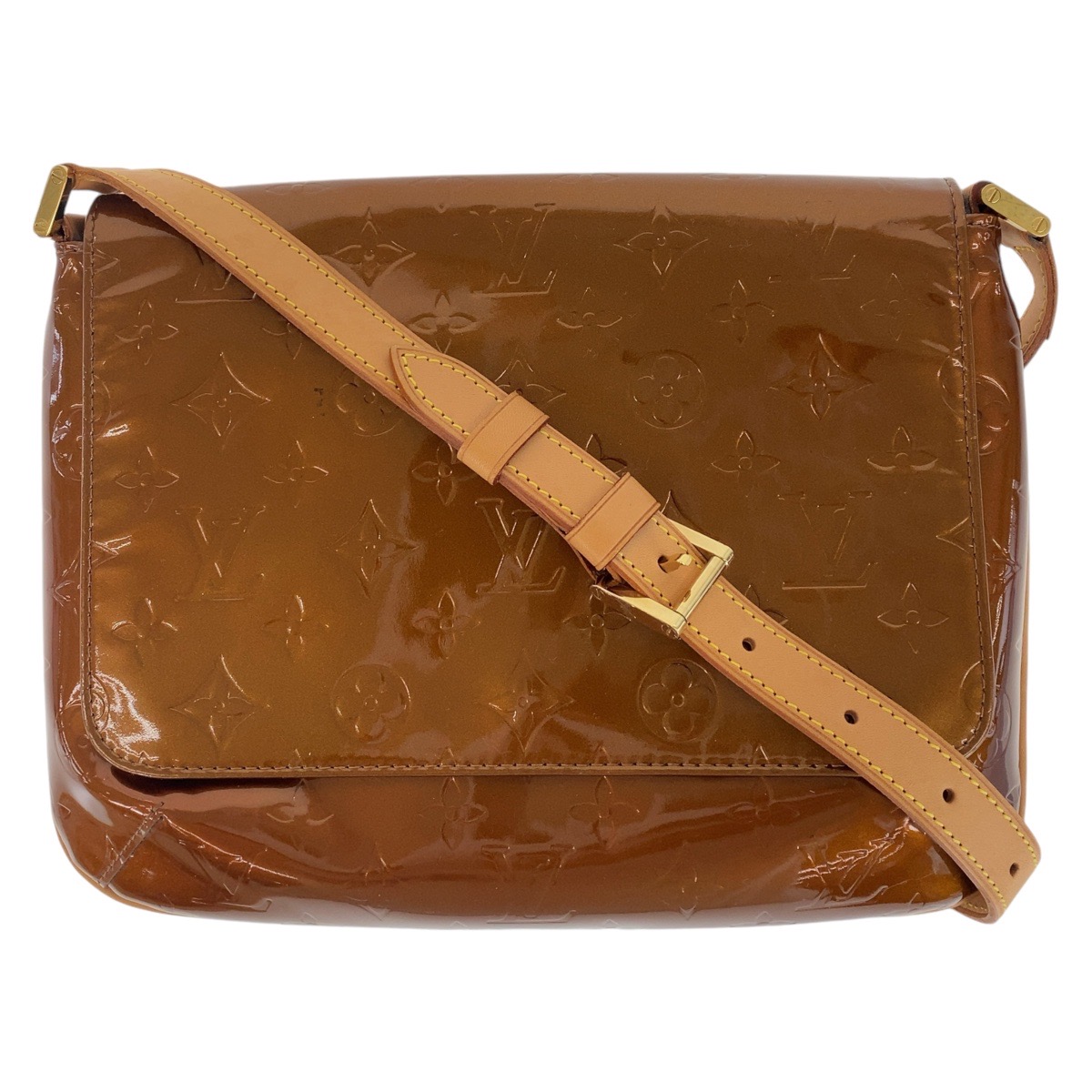 美品 ヴェルニ トンプソンストリート ブロンズ ブラウン ゴールド金具 エナメル/レザー M91124 ショルダーバッグ メッセンジャーバッグ レディース 504699