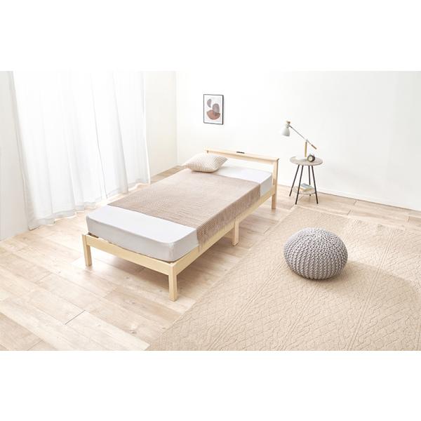 ベッド シングル ポケットコイルマットレス付き 棚 コンセント すのこ 通気性 スノコ床 ベット 組立簡単 工具不要
