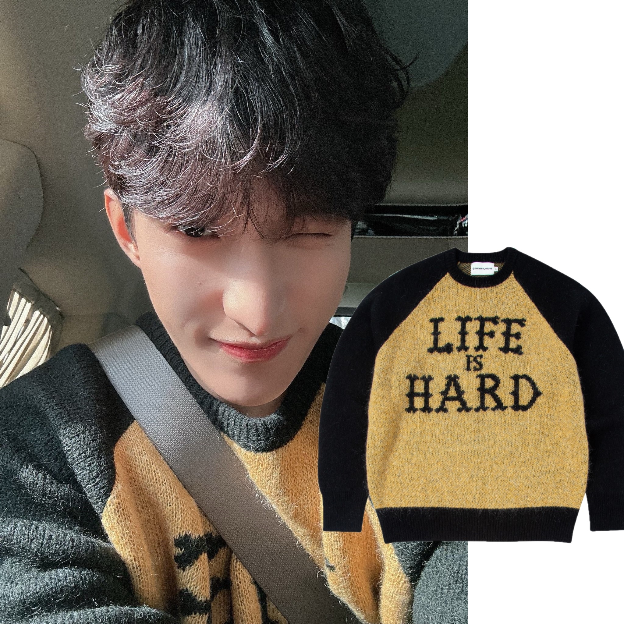 【HEVINYLHOUSE】SEVENTEEN DK愛用MOHAIR JACQUARD SWEATER YELLOW