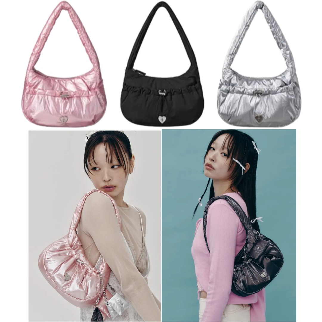 [High cheeks] Heart Lock String Shoulder Bag