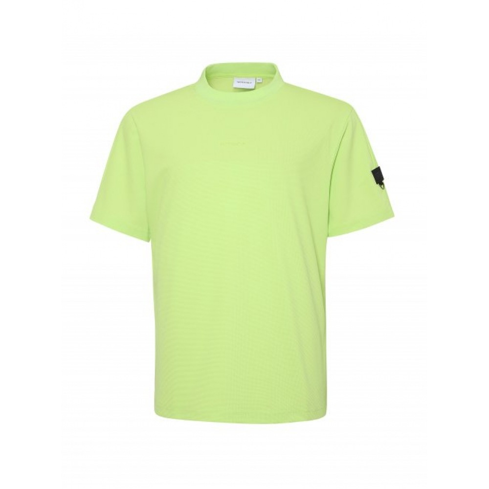 WIDEANGLE PF コーアップワッフルラウンド Tシャツ_ライム