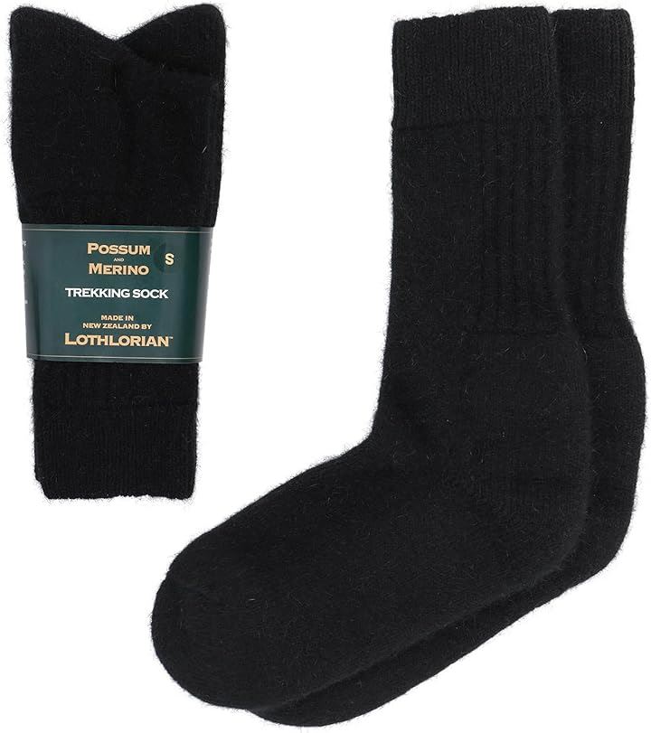 ポッサムメリノ トレッキングソックス 登山靴下 ウール靴下 蒸れない靴下 男女兼用 ルームソックス アウトドア キャンプ ウインタースポーツ(ブラック, M)