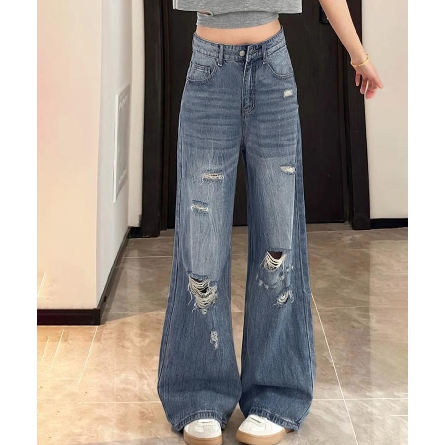 即纳ダメージデニムパンツ ワイドレッグデニムins集合する 超激安 人気爆発中 赤字覚悟 5,061円