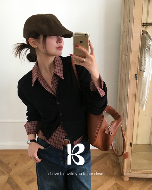 トリックスリムフィットチェックシャツ bs1207