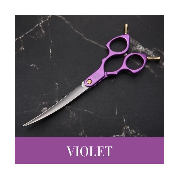 フェニスプロフェッショナルカラフルな6.5インチ湾曲グルーミングはさみペットシザー犬用猫 6.5 violet