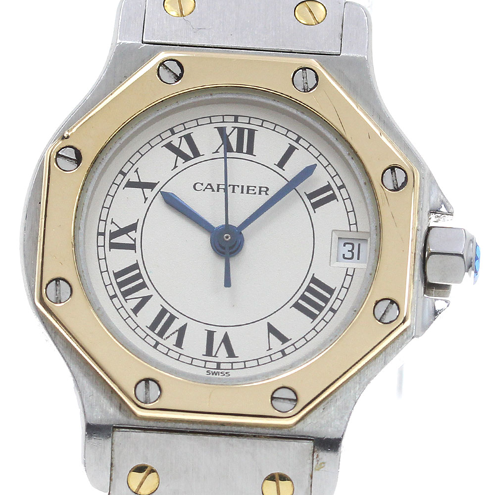 カルティエ CARTIER W2001683 サントスオクタゴンSM YGコンビ デイト クォーツ レディース _839923【中古】
