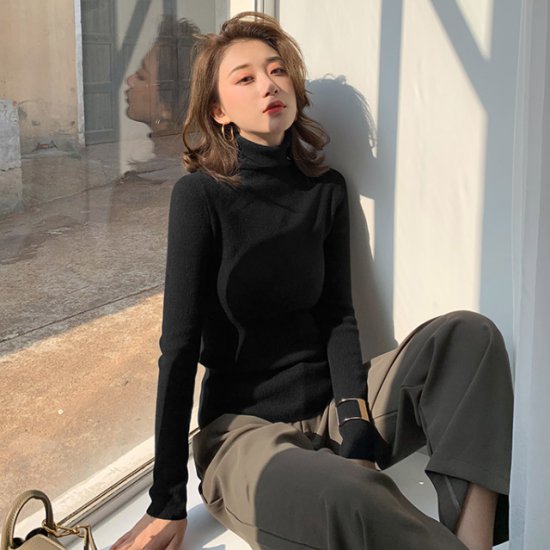 タートルネックセーター レディース ニット セーター トップス 長袖 ハイネック スリムフィット シンプル 無地 カジュアル お出掛け おしゃれ デイリー ウール 秋冬 タートルネックセーター