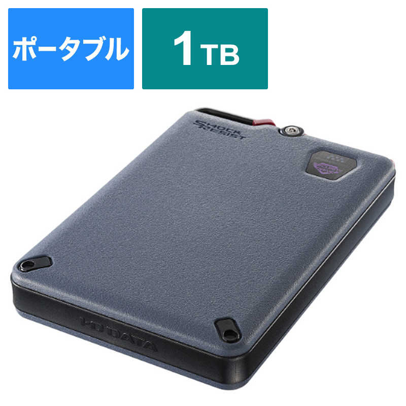 IOデータ　USB 5Gbps(USB 3.2 Gen1)対応 ハードウェア自動暗号化＆耐衝撃ポータブルHDD BizDAS ［1TB /ポータブル型］　HDPD-SUTC1