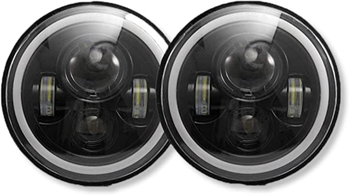 7インチ led 左右 2個 イカリング デイライトリングライト プロジェクター ウインカー(ヘッドライト)