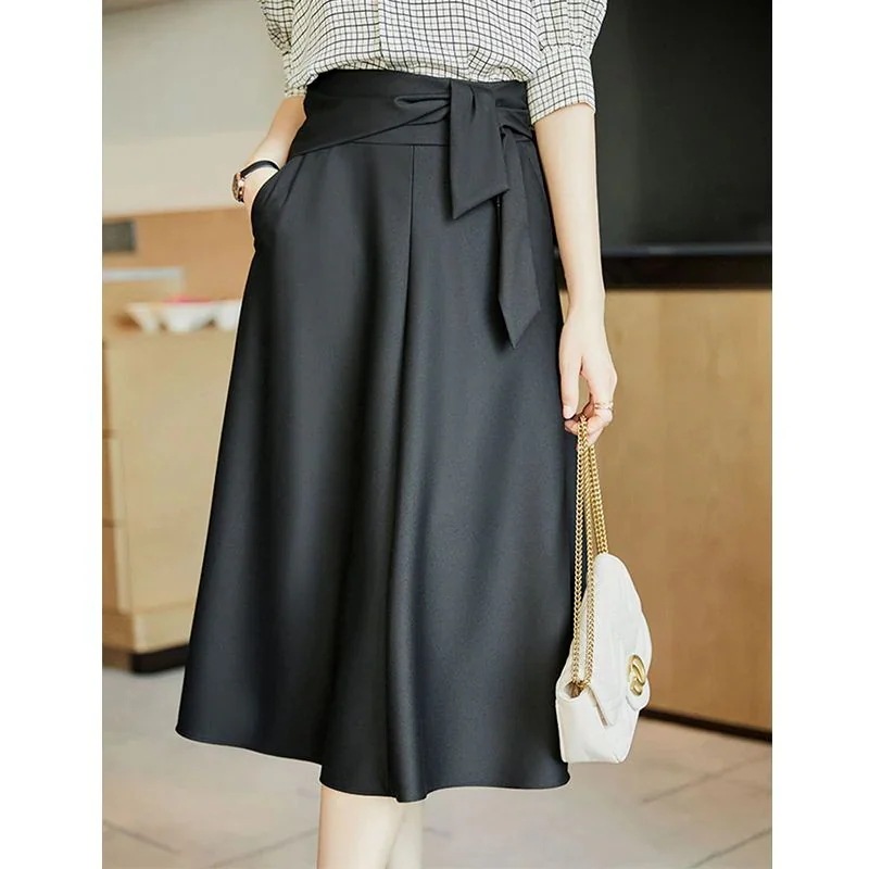 人气作ロングスカートブラックスリムミディアム丈半そでスカート百掛けOL2030着痩せタイトスカート秋の気質カレーミディアムレングスパッケージヒップスカート膝丈スカート