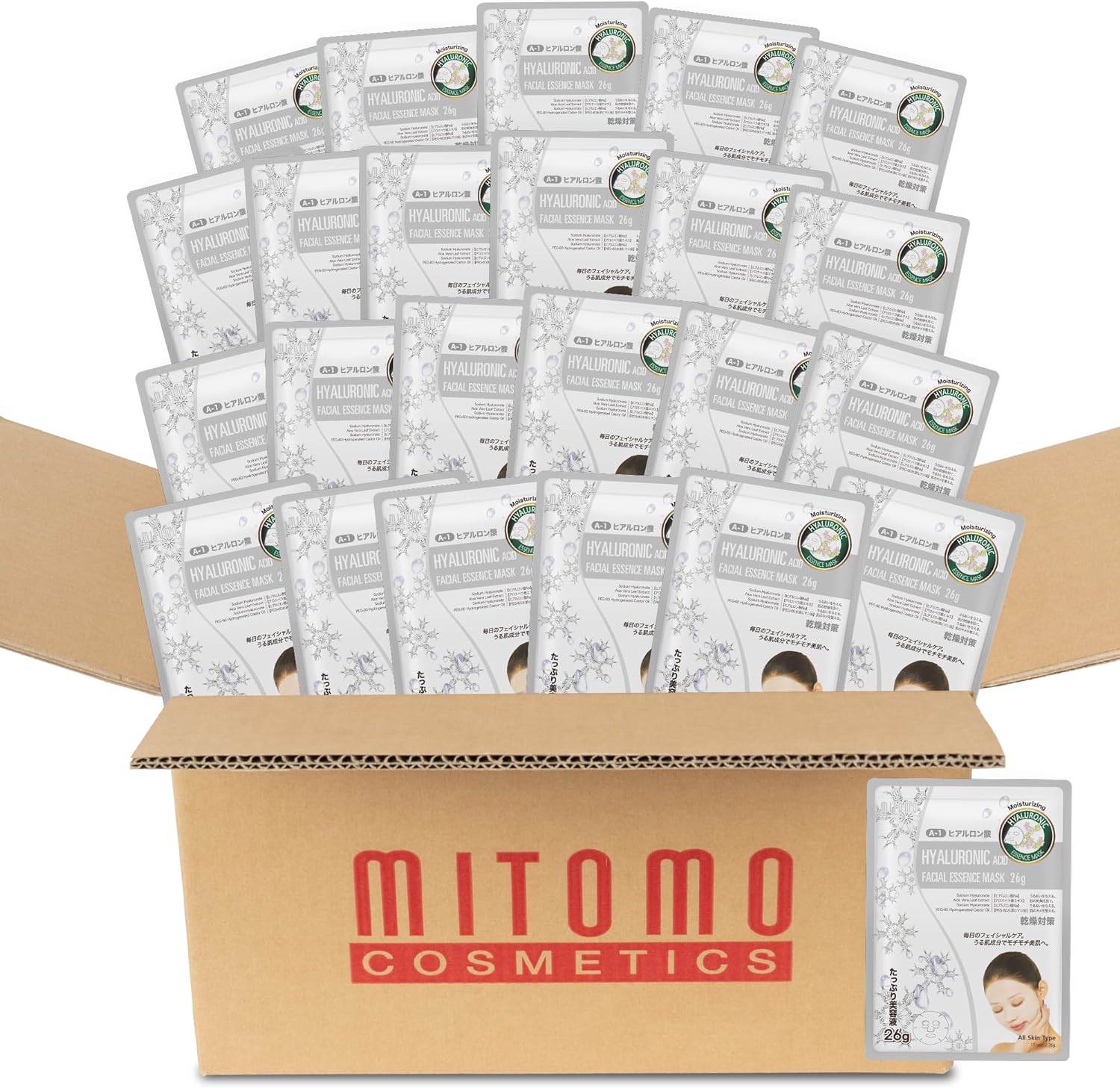 日本製 ヒアルロン酸 ハリ, 潤い肌 シートマスク/800枚x1セット＝800枚/美容液/マスクパック/スキンケア 潤いマスクパック[MTSS00516-A-1x080]