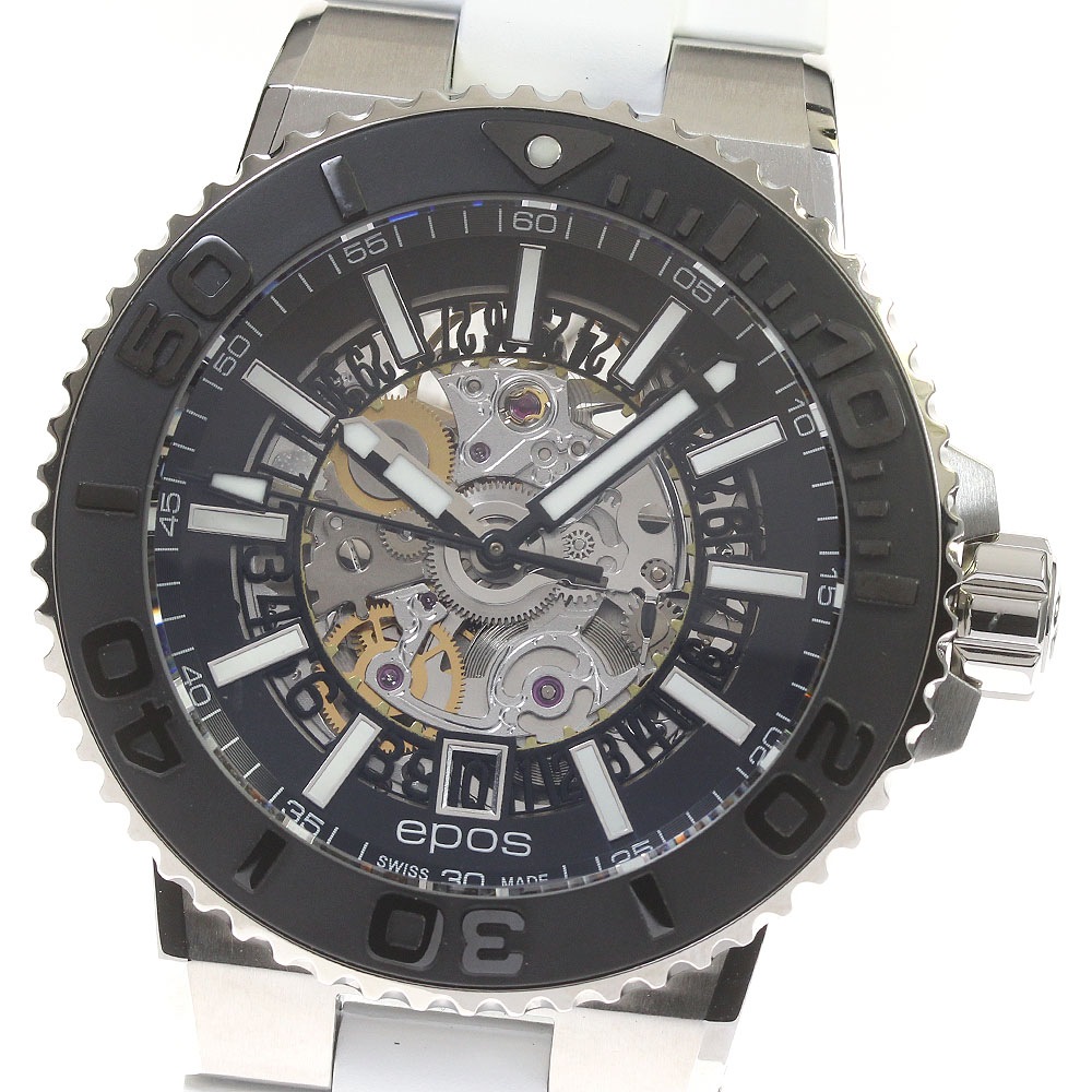 エポス EPOS 3441SKBKWHR スポーティブ デイト 自動巻き メンズ 未使用品 箱保証書付き_824267【中古】